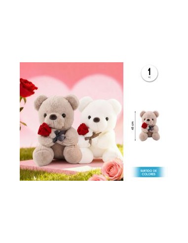Ose de peluche con flor 45cm
