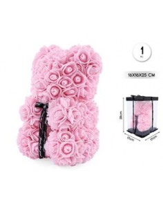 Oso flores rosas 25 cm de...