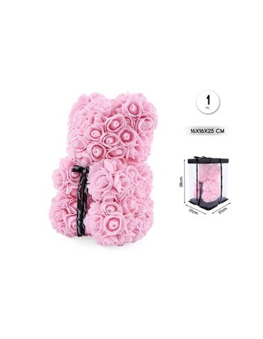 Oso flores rosas 25 cm de altura