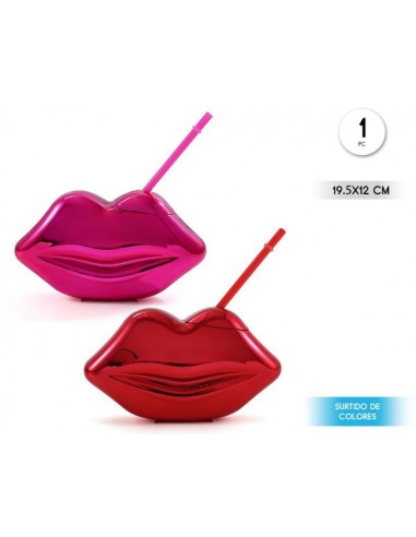 Vaso labios con pajita