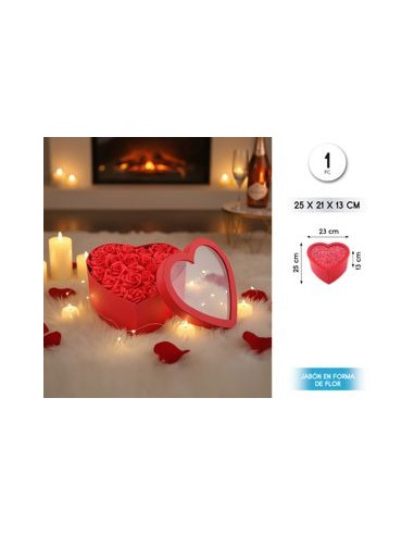 Caja regalo con rosas rojas artificiales